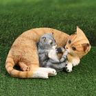 Садовая фигура "Кошка с котенком" 30х23х14см - фото 24049783