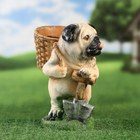 Фигурное кашпо "Мопс с корзиной на спине" 25х11см - фото 24049806