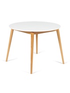 Стол круглый обеденный BOSCO, раскладной, 1000(1300)×750×1000 мм, бук/МДФ, цвет белый/натуральный - Фото 1