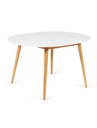 Стол круглый обеденный BOSCO, раскладной, 1000(1300)×750×1000 мм, бук/МДФ, цвет белый/натуральный - Фото 2