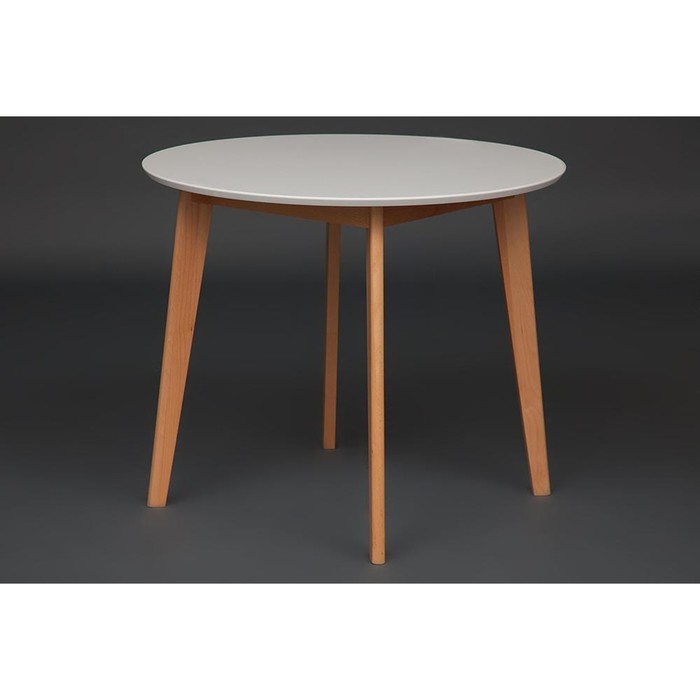 Стол круглый обеденный BOSCO, d=900 мм, бук/МДФ, цвет белый/натуральный - Фото 1