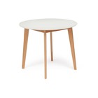 Стол круглый обеденный BOSCO, d=900 мм, бук/МДФ, цвет белый/натуральный - Фото 2