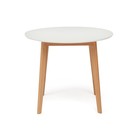 Стол круглый обеденный BOSCO, d=900 мм, бук/МДФ, цвет белый/натуральный - Фото 3