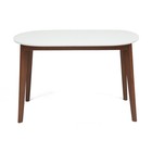 Стол круглый обеденный BOSCO, раскладной, 1200(1500)×800×750 мм, бук/МДФ, цвет белый/коричневый - Фото 1