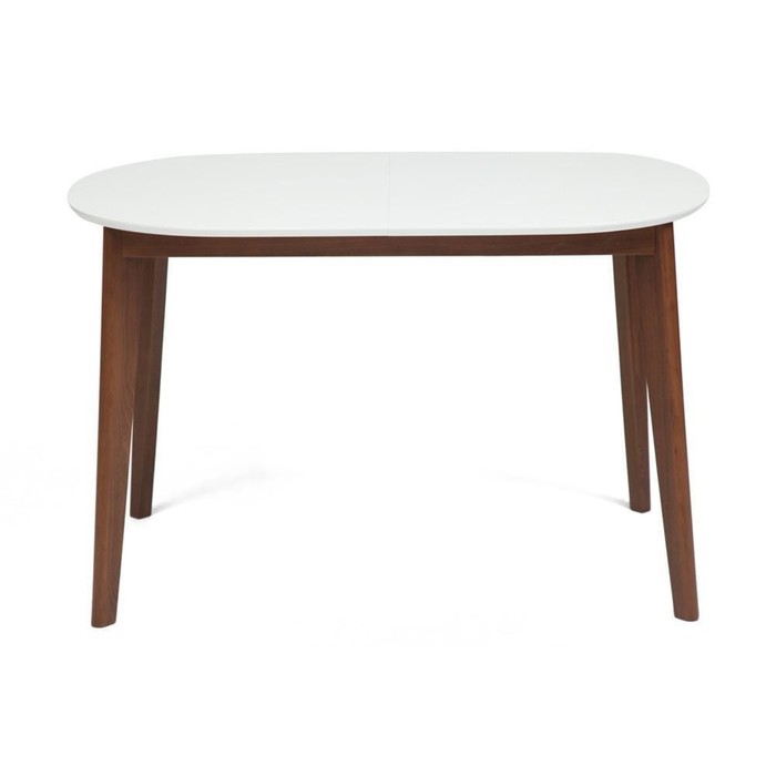 Стол круглый обеденный BOSCO, раскладной, 1200(1500)×800×750 мм, бук/МДФ, цвет белый/коричневый - Фото 1