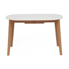 Стол круглый обеденный BOSCO, раскладной, 1200(1500)×800×750 мм, бук/МДФ, цвет белый/натуральный - Фото 1