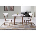 Стол круглый обеденный BOSCO, раскладной, 1200(1500)×800×750 мм, бук/МДФ, цвет белый/натуральный - Фото 2