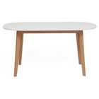 Стол круглый обеденный BOSCO, раскладной, 1200(1500)×800×750 мм, бук/МДФ, цвет белый/натуральный - Фото 4