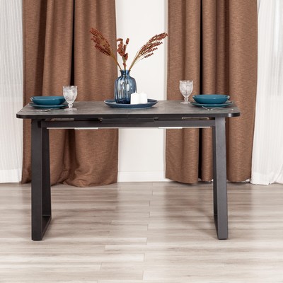 Стол MALTIDO, 1300×750(1050)х750 мм, ЛДСП/HPL/металл, цвет гранит тёмный/чёрный