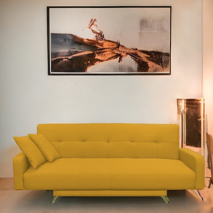 Диван прямой «Манго 3», спальное место 1100×1920 мм, обивка ткань, цвет савана елоу - Фото 1