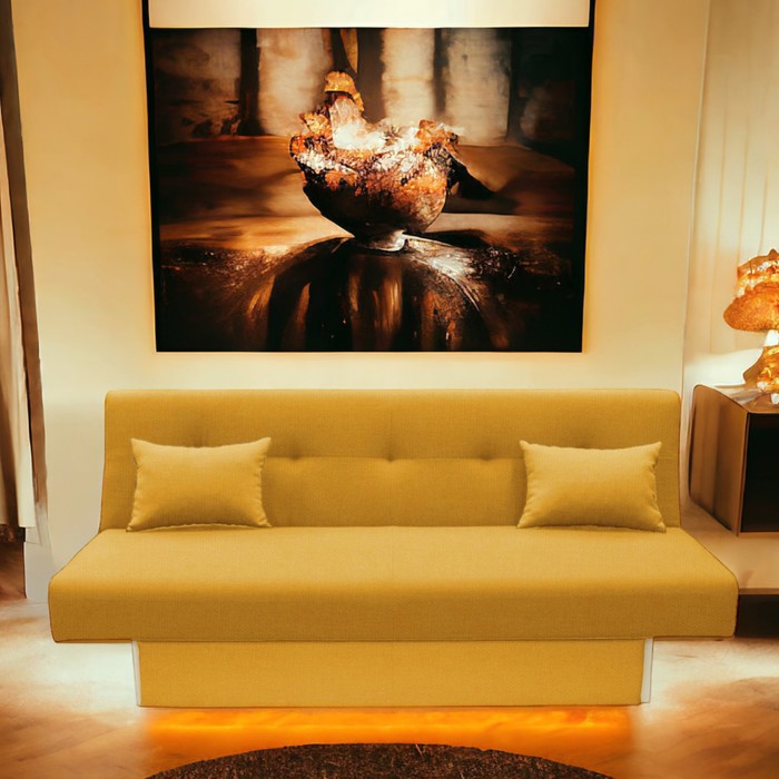 Диван прямой «Манго 4», спальное место 1100×1920 мм, обивка ткань, цвет савана елоу - Фото 1