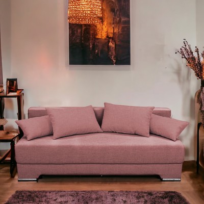 Диван прямой «Киви», спальное место 1400×1900 мм, обивка ткань, цвет савана даймроуз