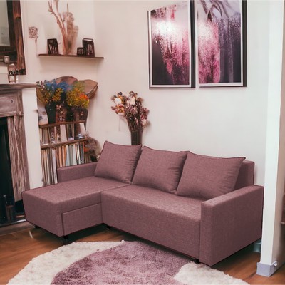 Диван угловой раскладной «Шерри», с подлокотниками, спальное место 1350×1920 мм, ткань, цвет савана даймроуз