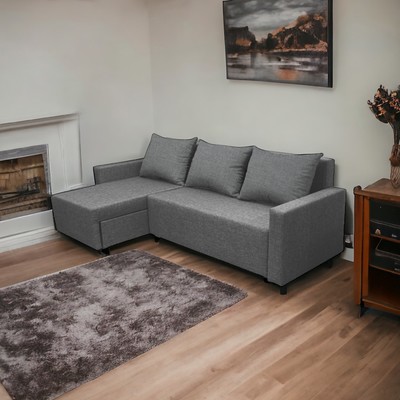 Диван угловой раскладной «Шерри», с подлокотниками, спальное место 1350×1920 мм, ткань, цвет савана маус