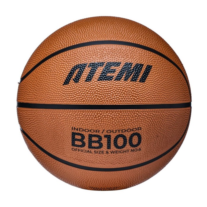 Мяч баскетбольный Atemi, размер 6, резина, 8 панелей, BB100N, окруж 72-74, клееный