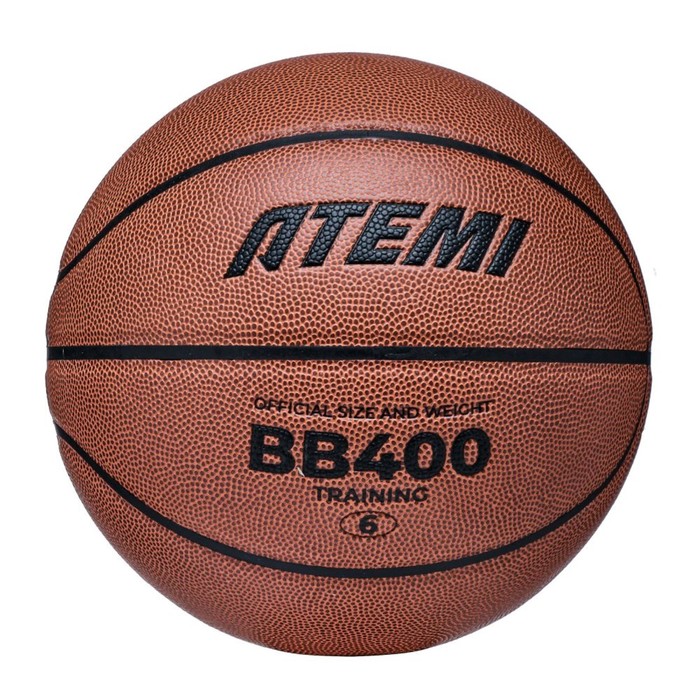 Мяч баскетбольный Atemi, размер 6, синт. кожа ПУ, 8 панелей, BB400N, окруж 72-74, клееный