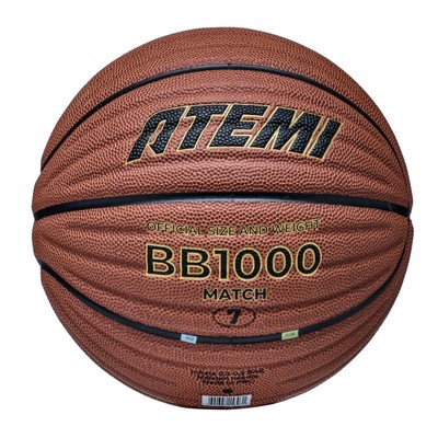 Мяч баскетбольный Atemi, размер 7, композит. кожа, 8 панелей, BB1000N, окруж 75-78, клееный   105307