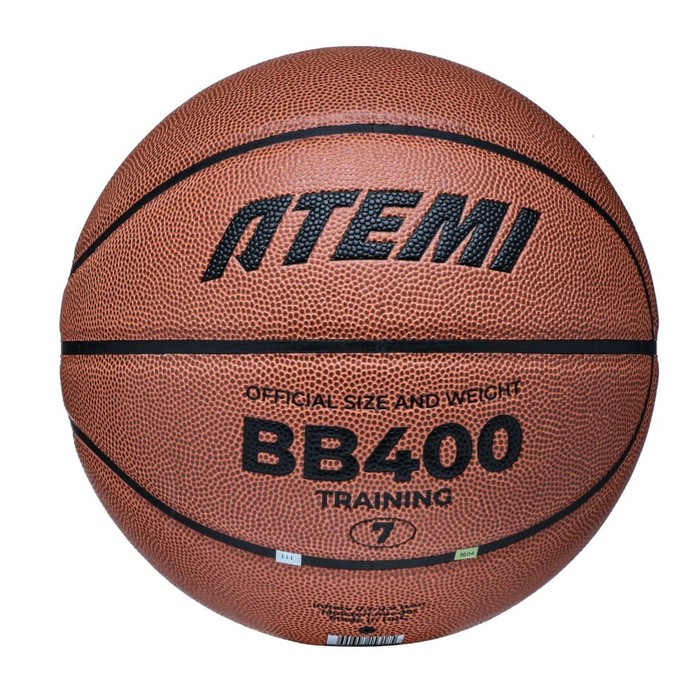 Мяч баскетбольный Atemi, размер 7, синт. кожа ПУ, 8 панелей, BB400N, окруж 75-78, клееный - Фото 1