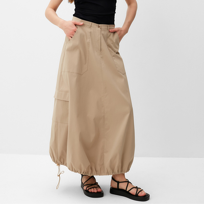 Юбка миди баллон женская MINAKU: Safari, бежевая, размер 48