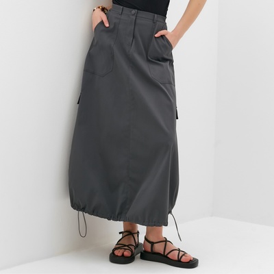 Юбка баллон миди женская MINAKU: Safari, графит, размер 48