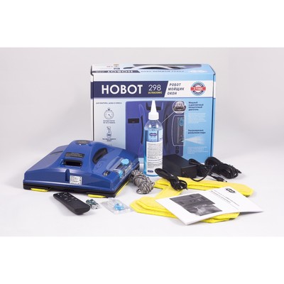Робот-стеклоочиститель HOBOT-298 Ultrasonic, 72 Вт, 2.4 мин/м², от АКБ, синий