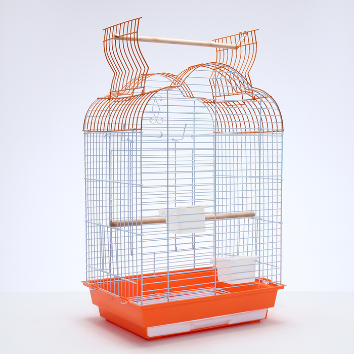 Клетка для птиц Bd-3/1o, раскрывающаяся крыша, 47,5х37х70 см, оранжевая (фасовка 6 шт) - Фото 1
