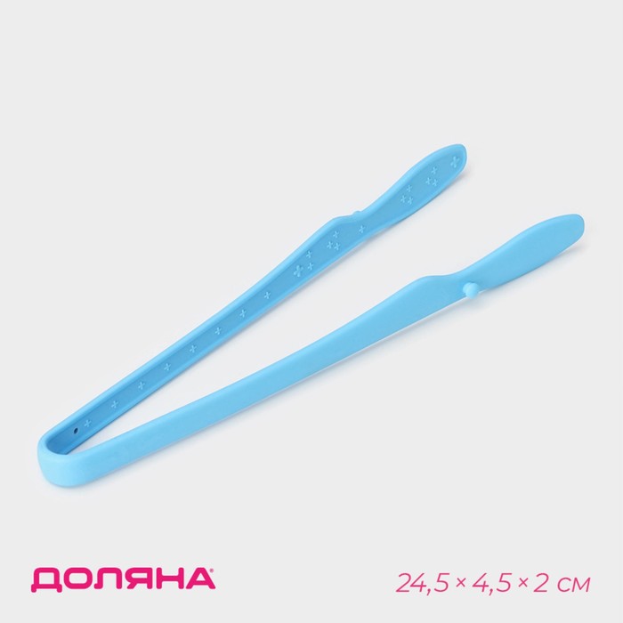 Щипцы кухонные Доляна «Дуэт», 24.5×4.5×2 см, голубые - Фото 1