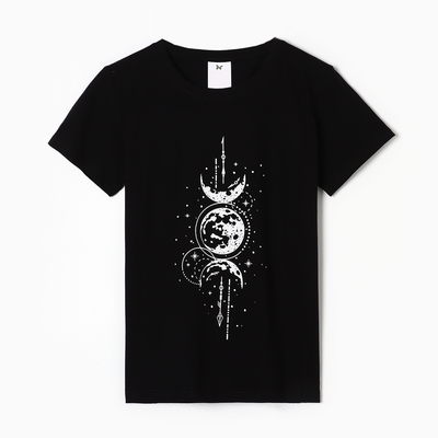 Футболка женская "Луна", цвет черный, размер 54