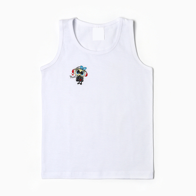 Майка для девочки, белая, размер 26 (80-86 см), принт МИКС