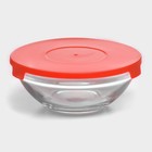 УЦЕНКА Набор стеклянных салатников Доляна «Классика» с крышками, 5 предметов: 900 мл (17×7.6 см), 500 мл (16×6 см), 350 мл (12.5×5.4 см), 200 мл (10.5×4.5 см), 130 мл (9×3.7 см), цвет красный - Фото 3