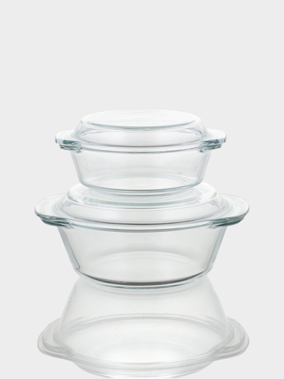 УЦЕНКА Набор кастрюль из жаропрочного стекла для запекания Доляна «Гратен», 2 предмета с крышками