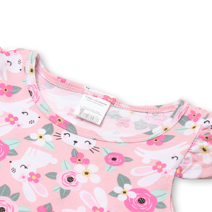 Платье для девочки "Зайки", цвет розовый, рост 98-104