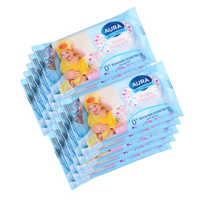 Влажные салфетки Aura Ultra Comfort детские, 10 упаковок по 15 шт