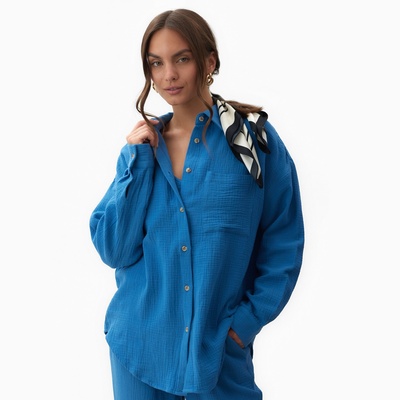 Рубашка женская оверсайз MIST Muslin размер XS, цв.синий