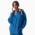 Рубашка женская оверсайз MIST Muslin размер S, цв.синий - фото 321603761