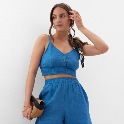 Топ укороченный женский MIST Muslin размер L, синий