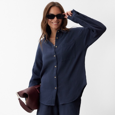 Рубашка женская оверсайз MIST Muslin, размер 46 (L), серая