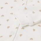 Комбинезон детский с закрытыми ножками, цвет бежевый/сердечки, рост 62 см - фото 24322745