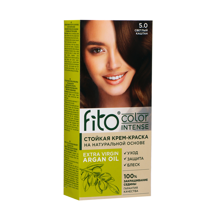 Стойкая крем-краска для волос Fito color intense тон 5.0 светлый каштан, 115 мл - Фото 1