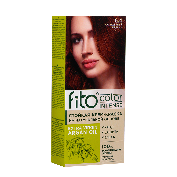 Стойкая крем-краска для волос Fito color intense тон 6.4 насыщенный медный, 115 мл - Фото 1