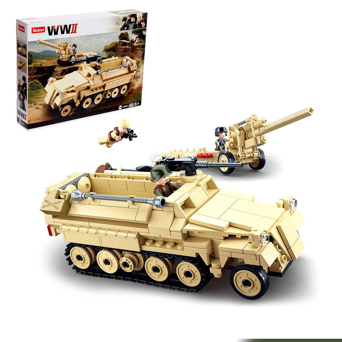 УЦЕНКА Конструктор Армия ВОВ Sluban «Немецкий БТР Sd.Kfz. 251 и пушка K18», 460 деталей - Фото 1
