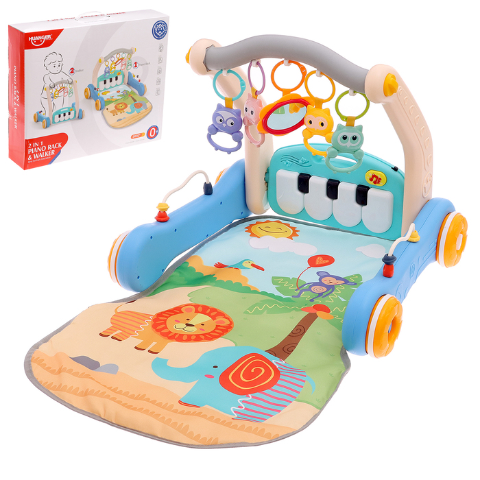 УЦЕНКА Развивающий коврик-каталка «Сафари», 2 в 1, звуковые эффекты, цвет МИКС - Фото 1