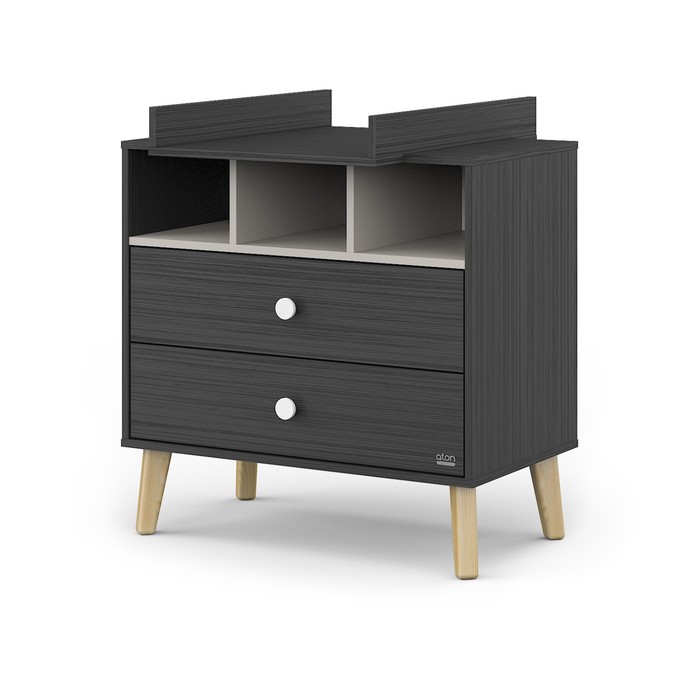 Комод пеленальный детский Benny, ЛДСП, 80×88×69 см, 2 ящика, черный, кашемир - Фото 1