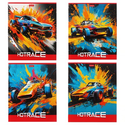 Тетрадь 40 листов в клетку «Горячие гонки», обложка мелованный картон, блок офсет 65 г/м², МИКС