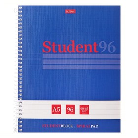 Тетрадь 96 листов в линейку на гребне "Студенту. Синяя", обложка мелованный картон, матовая ламинация, тиснение, блок офсет