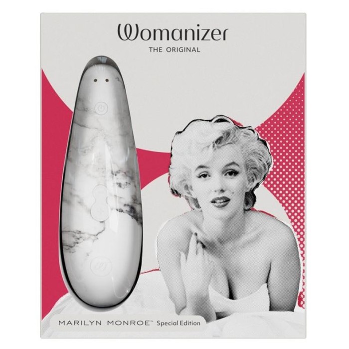 Бесконтактный клиторальный стимулятор Womanizer Marilyn Monroe, мраморно-белый - Фото 1