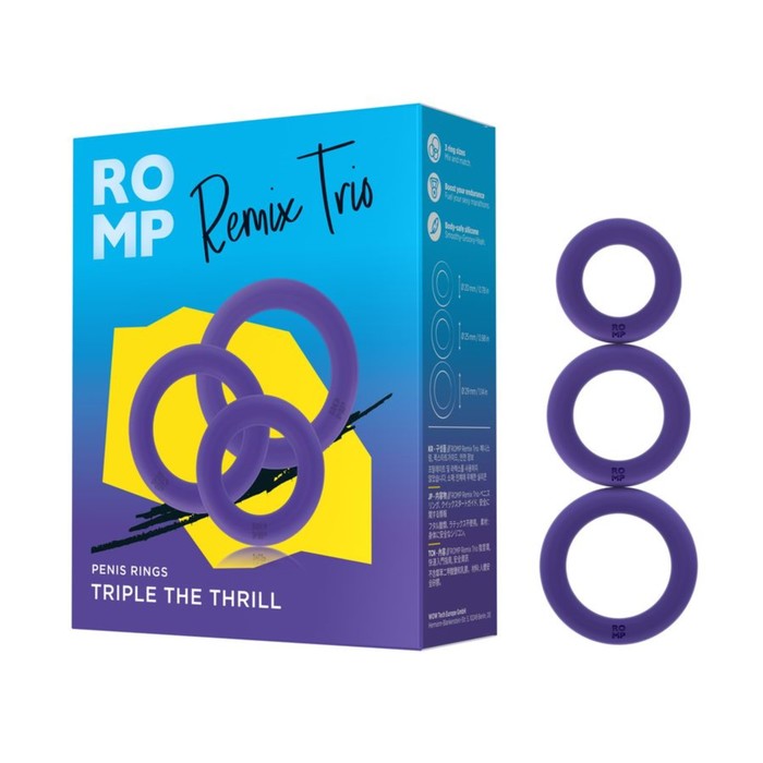 Набор эрекционных колец Romp Remix Trio фиолетовый - Фото 1
