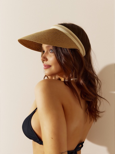 Козырёк женский плетёный MINAKU, коричневый, размер 56-58