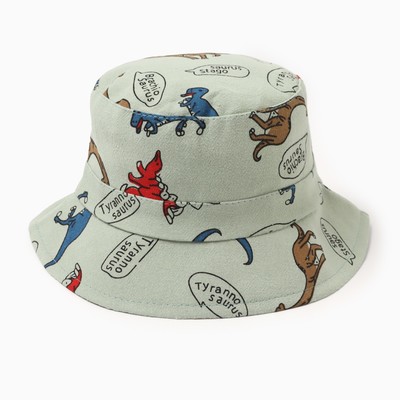 Панама детская MINAKU «Динозавры», размер 49-50, зелёная