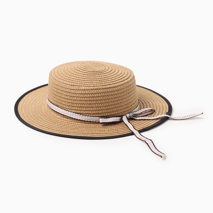 Шляпа для девочки MINAKU Леди, размер 52-54, цвет бежевый
